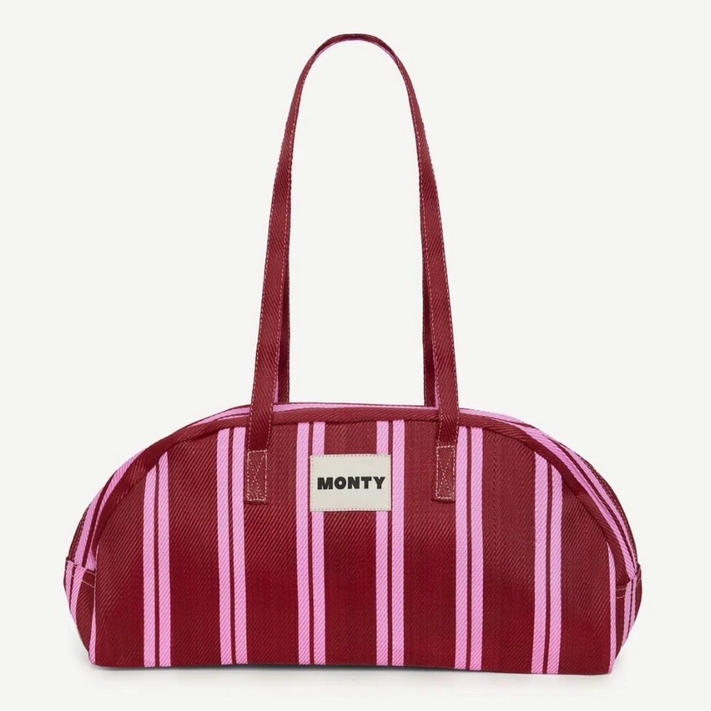 Monty Burgundy and Pink Striped Tote